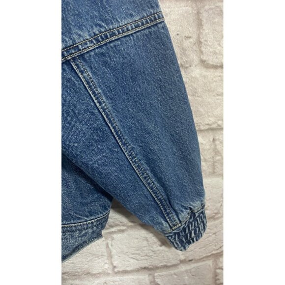 American Eagle Outfitters Denim Bomber Jacket Size Medium Jeans Coat Blue Heavy - Picture 8 of 16